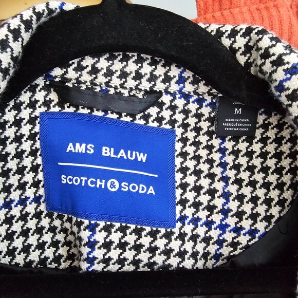 Scotch and soda AMS BLAUW, mens jacket M Black And White - Picture 3 of 5